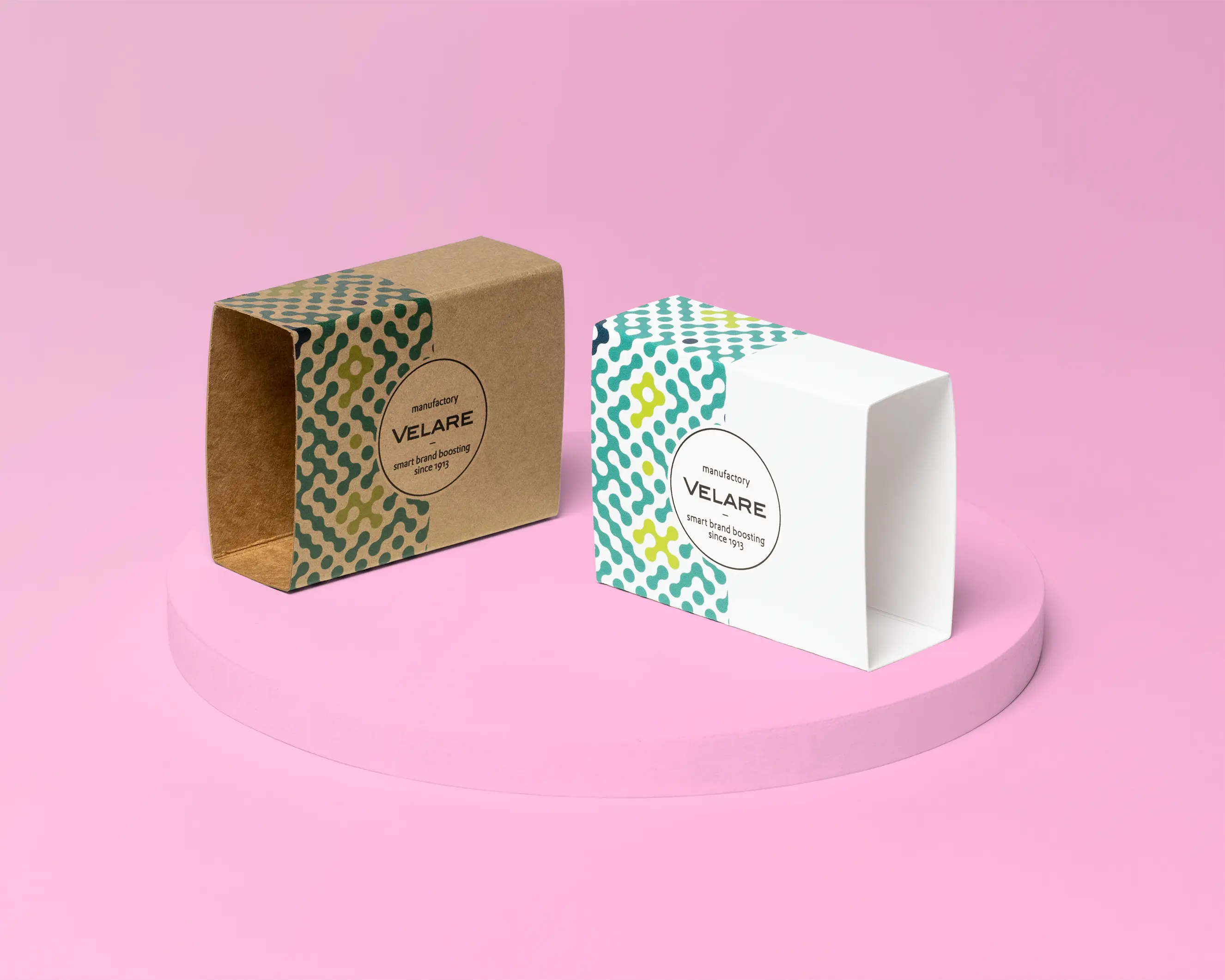 Schuber - Banderole, zwei Verpackungen, pinker Hintergrund