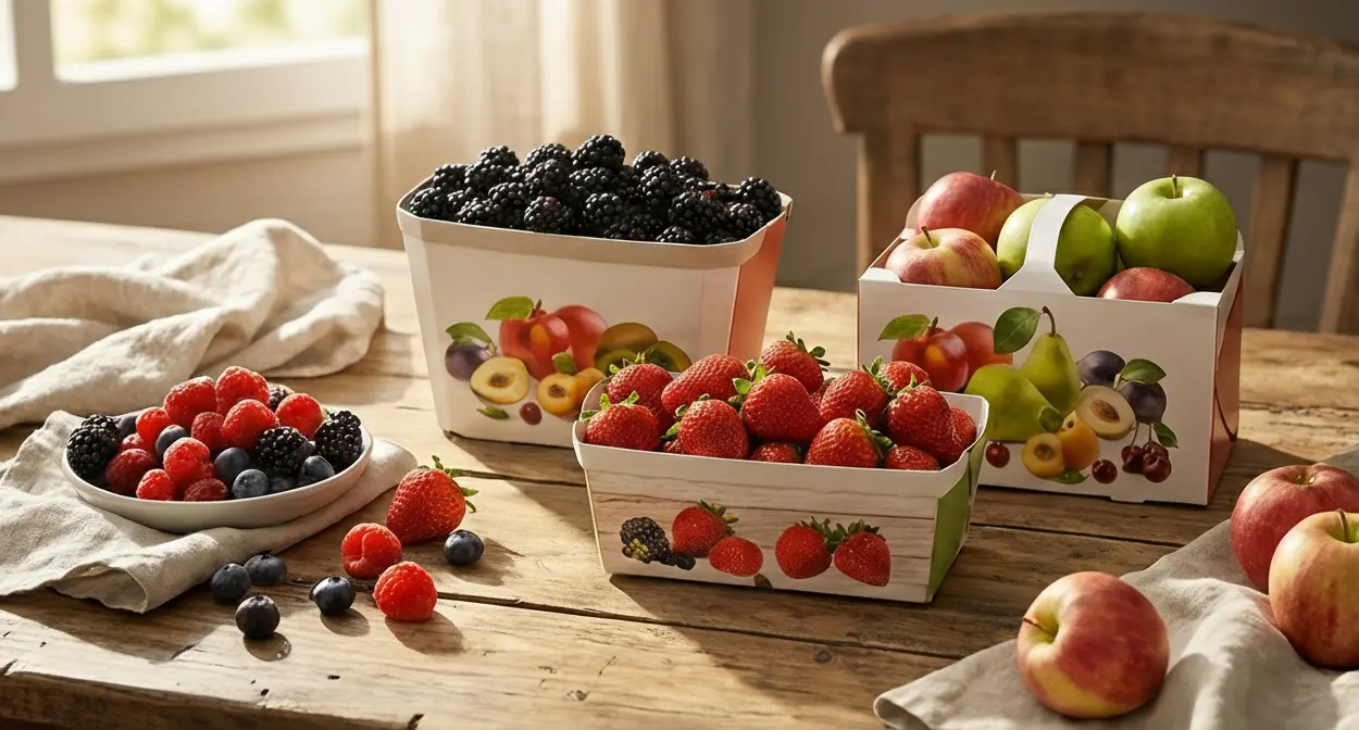 Tragekörbe & Beerenschalen aus Karton: Frische Produkte nachhaltig verpacken und  attraktiv präsentieren